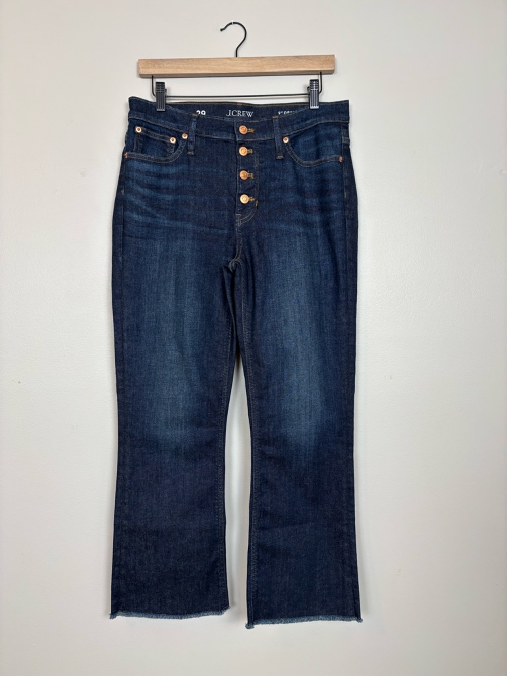J. Crew Jeans Womens 29 Blue 9" Billie Demi Boot Crop Raw Hem High Rise Denim